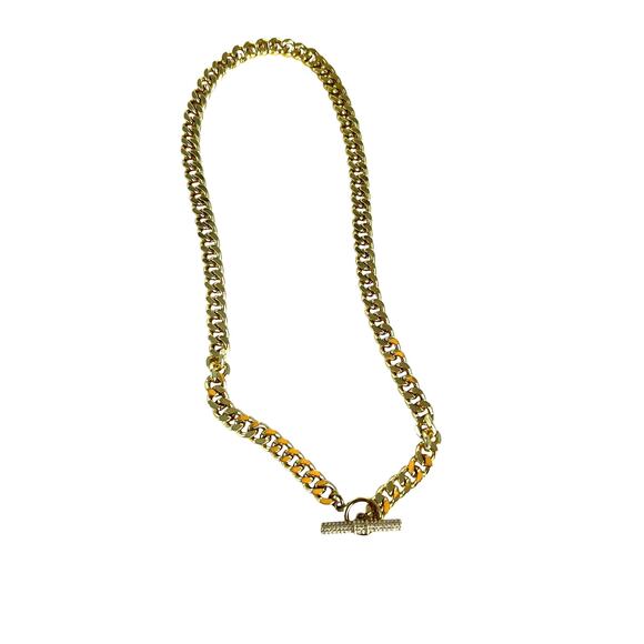 Cuban Link Gold Plated Chain Toggle with CZs 16 in - Picture 2 of 5
